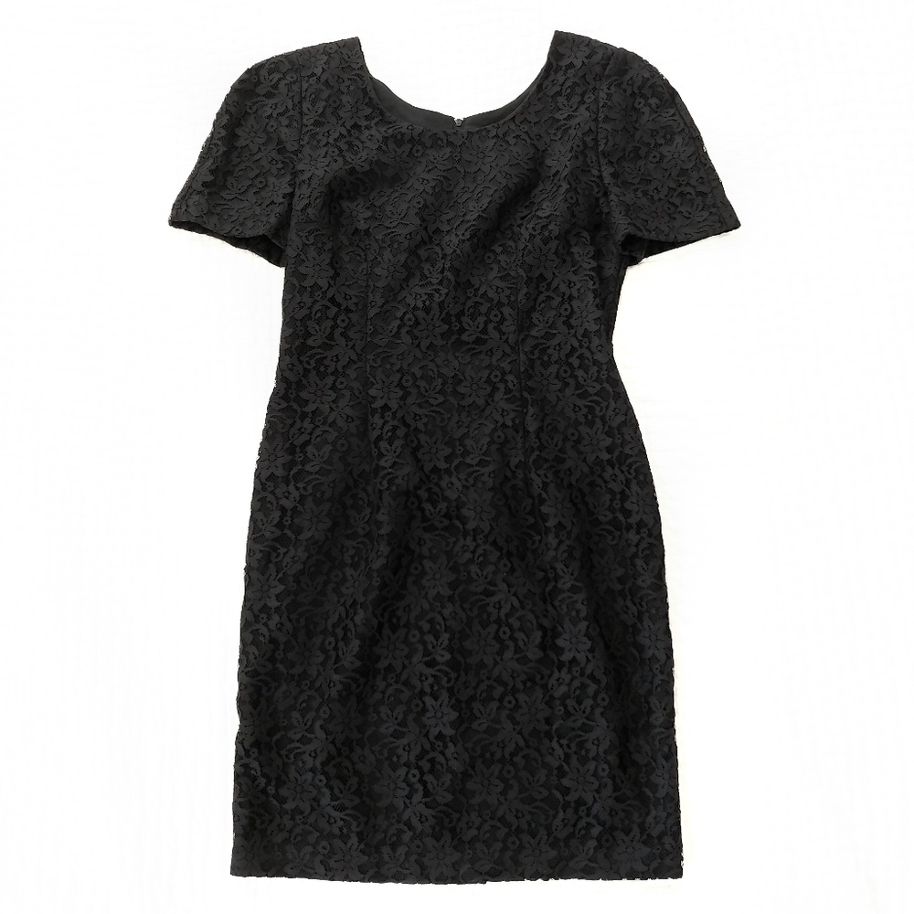 👗 Black Lace Cocktail Sheath Dress Short S